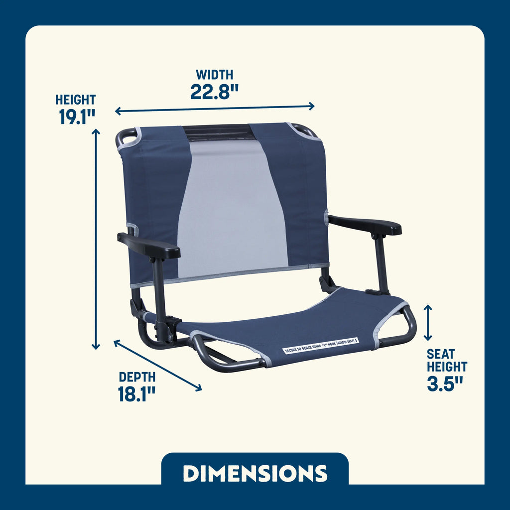 Secure-Hook Big Comfort Stadium Chair with Armrests - Choice 465 - Bleacher-Friendly Stadium Chair with Back Support Detail
