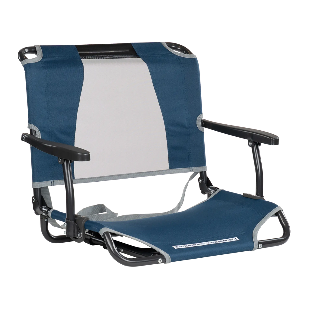 Secure-Hook Big Comfort Stadium Chair with Armrests - Choice 465 - Bleacher-Friendly Stadium Chair with Back Support - Navy