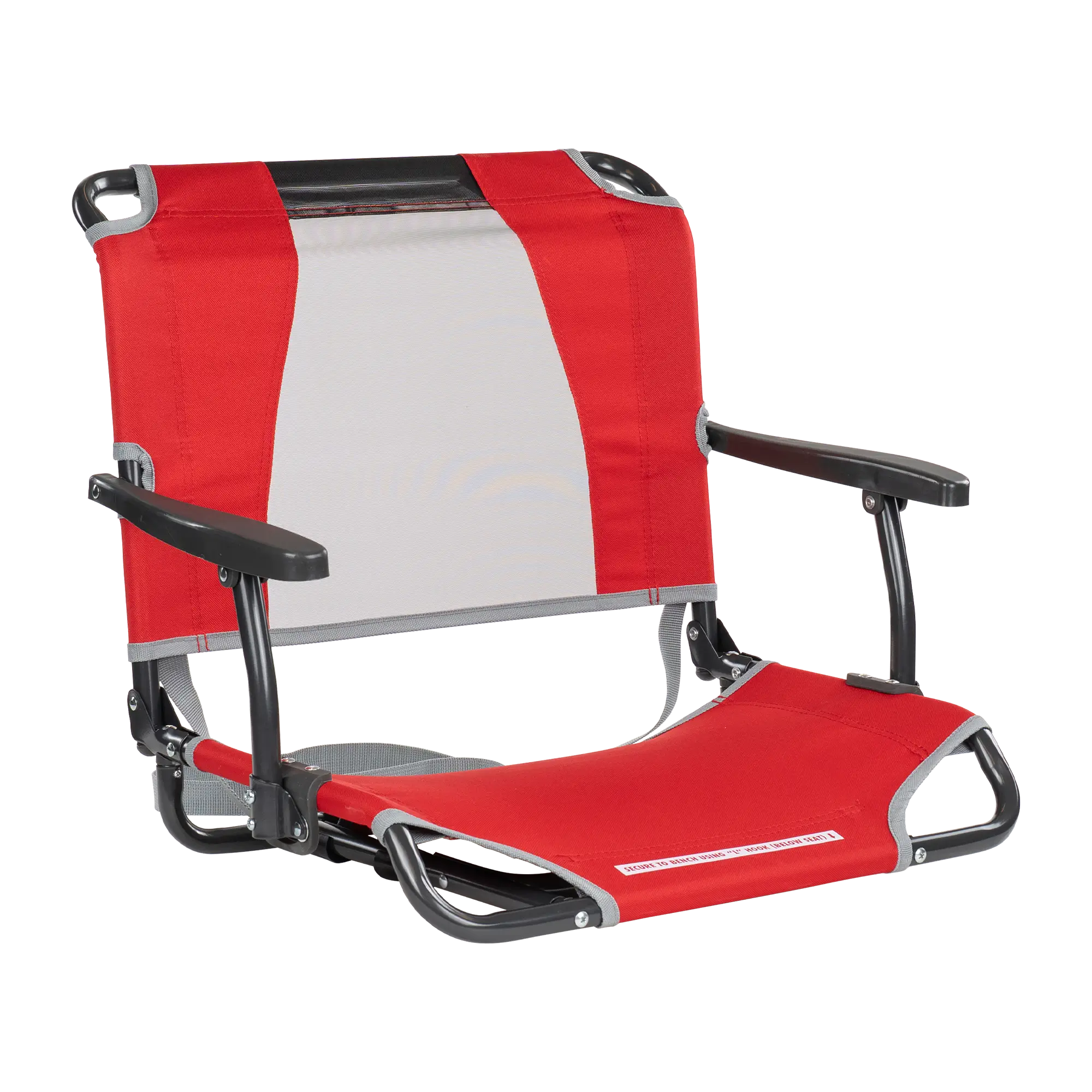 Secure-Hook Big Comfort Stadium Chair with Armrests - Choice 465 - Bleacher-Friendly Stadium Chair with Back Support - Red