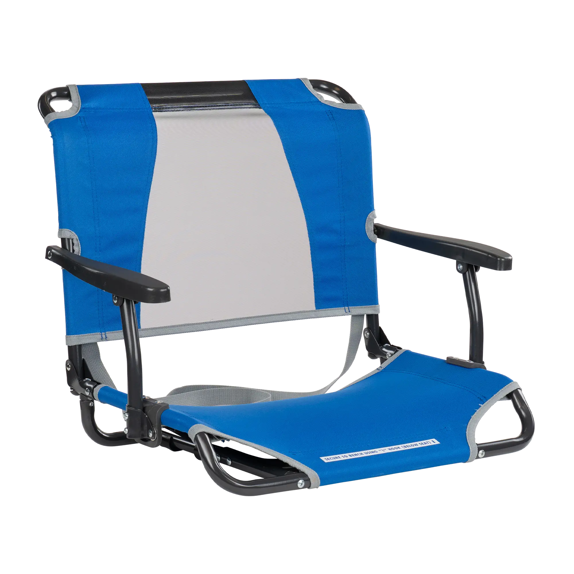 Secure-Hook Big Comfort Stadium Chair with Armrests - Choice 465 - Bleacher-Friendly Stadium Chair with Back Support - Royal Blue