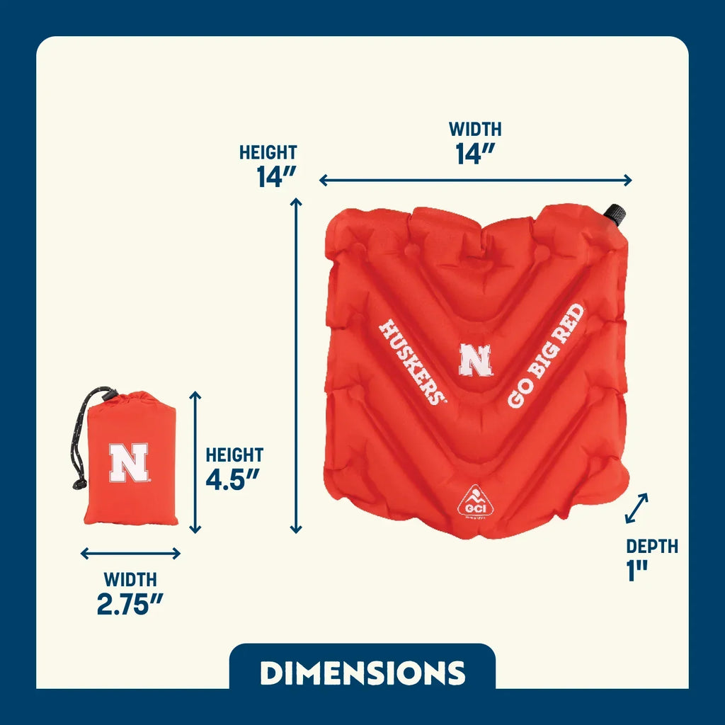 Bleacher-Friendly College V Seat Inflatable Stadium Cushion - Nebraska Cornhuskers - Choice 277 - Bleacher-Friendly Stadium Chair with Back Support Detail