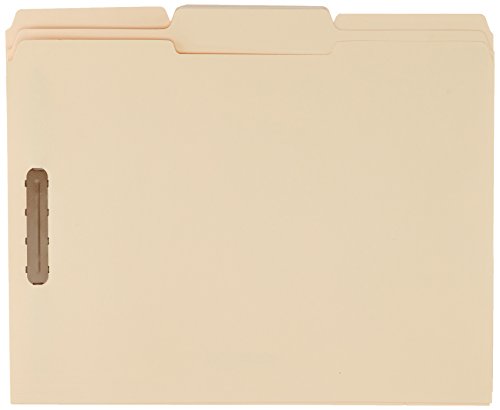 Smart Home Basics Manila File Folders with Fasteners for Organized Filing,