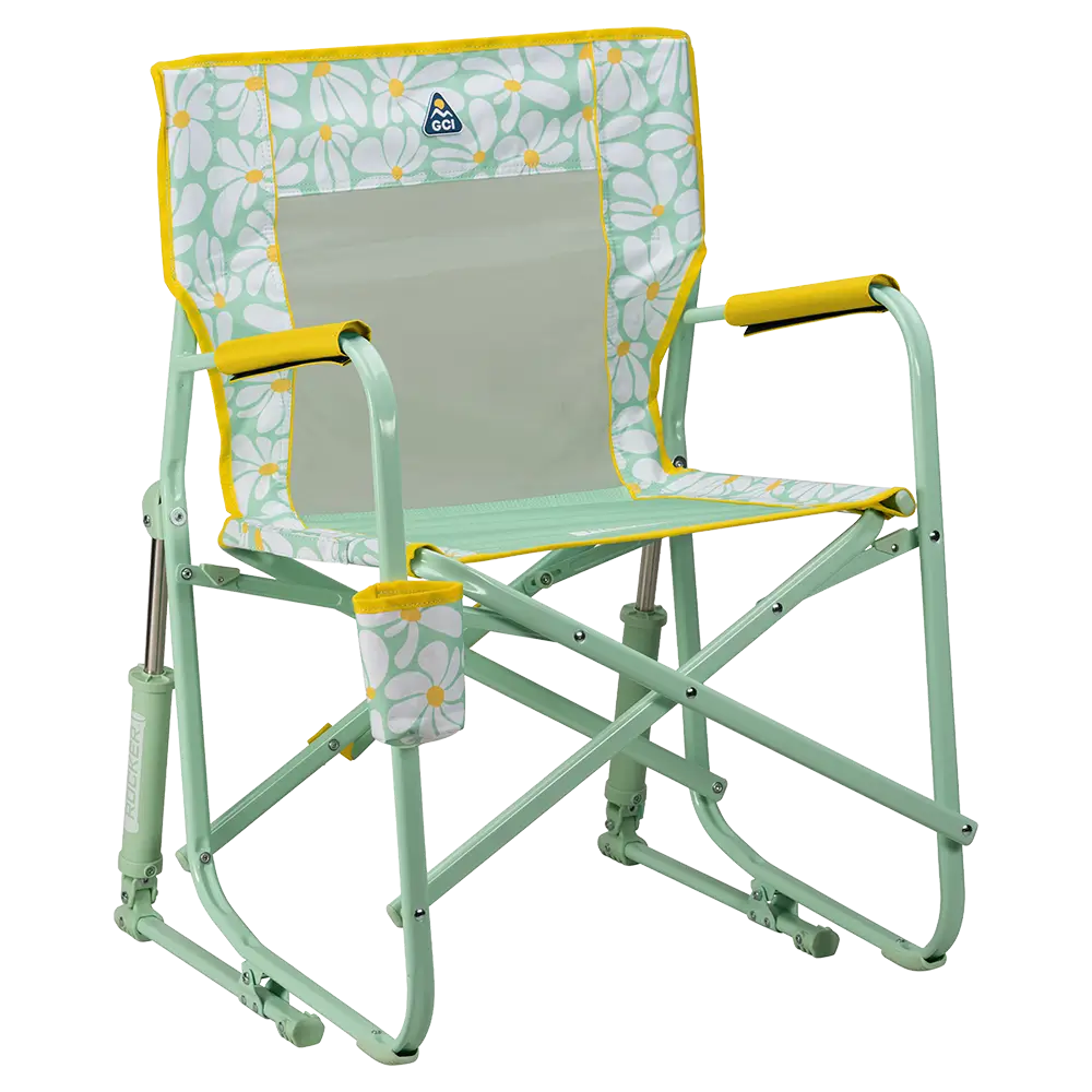 Patented Spring-Action Freestyle Rocker - Choice 711 - RoadTrip Rocker Smooth Motion Camp Chair - Green/Yellow
