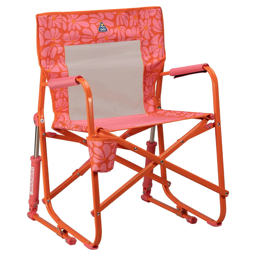 Patented Spring-Action Freestyle Rocker - Choice 711 - RoadTrip Rocker Smooth Motion Camp Chair - Pink/Orange