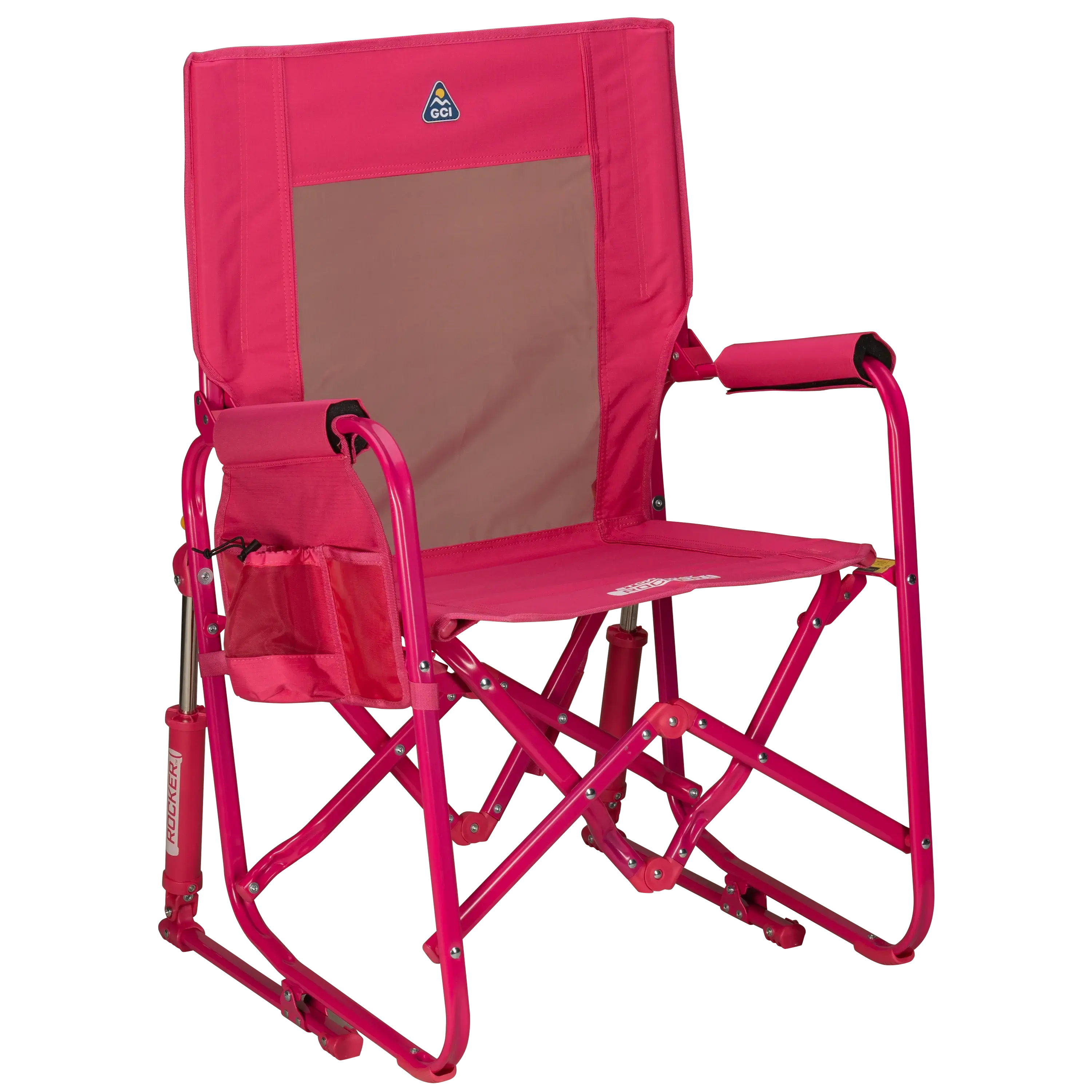 Smooth Motion Stowaway Rocker - Choice 794 - Freestyle Rocker Portable Outdoor Folding Chair - Bright Pink