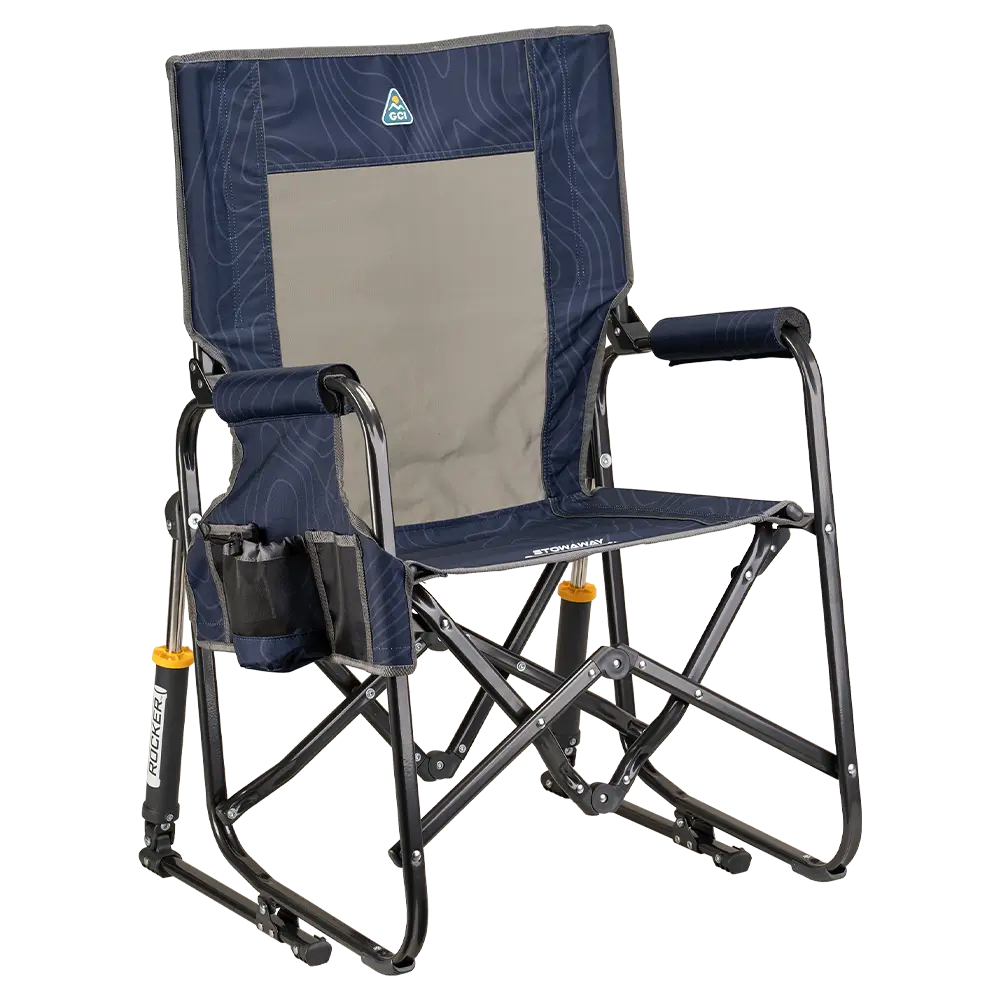 Smooth Motion Stowaway Rocker - Choice 794 - Freestyle Rocker Portable Outdoor Folding Chair - Navy Topo
