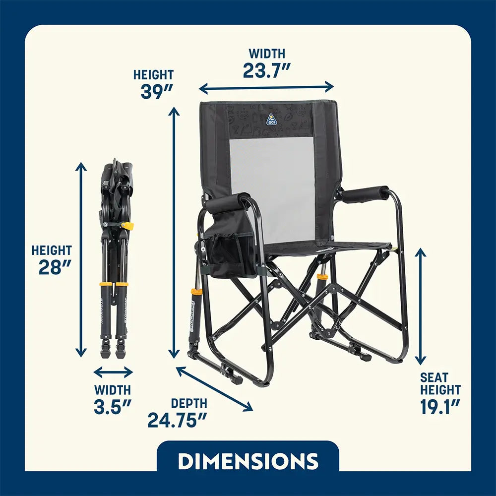 Smooth Motion Stowaway Rocker - Choice 794 - Freestyle Rocker Portable Outdoor Folding Chair Detail