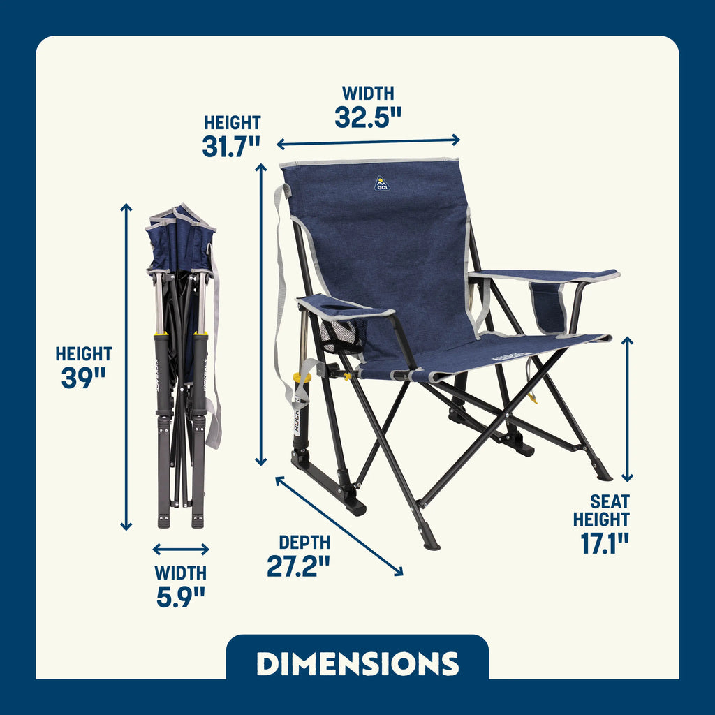 Premium All-Weather Kickback Rocker - Choice 345 - Freestyle Rocker Portable Outdoor Folding Chair Detail