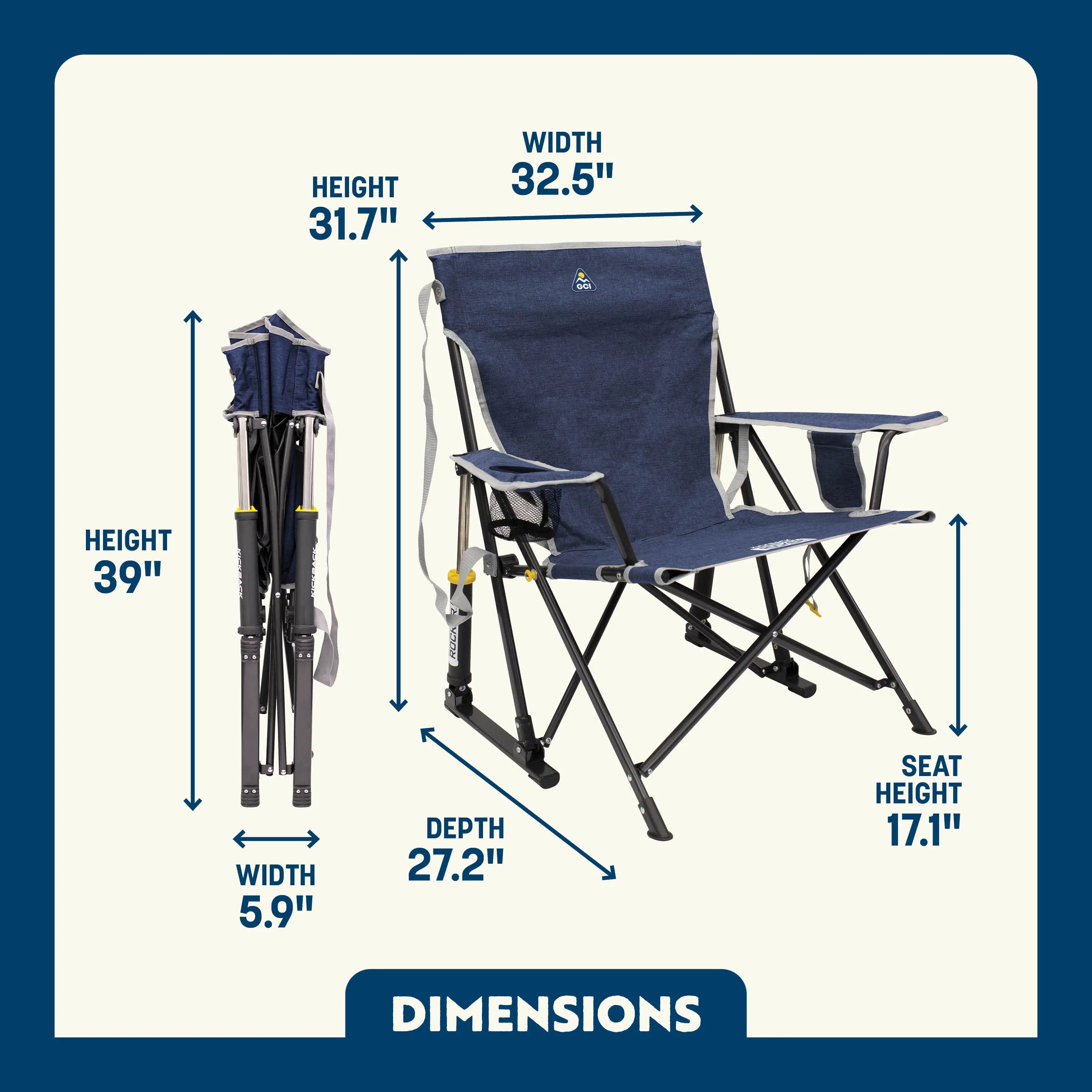Premium All-Weather Kickback Rocker - Choice 345 - Freestyle Rocker Portable Outdoor Folding Chair Detail