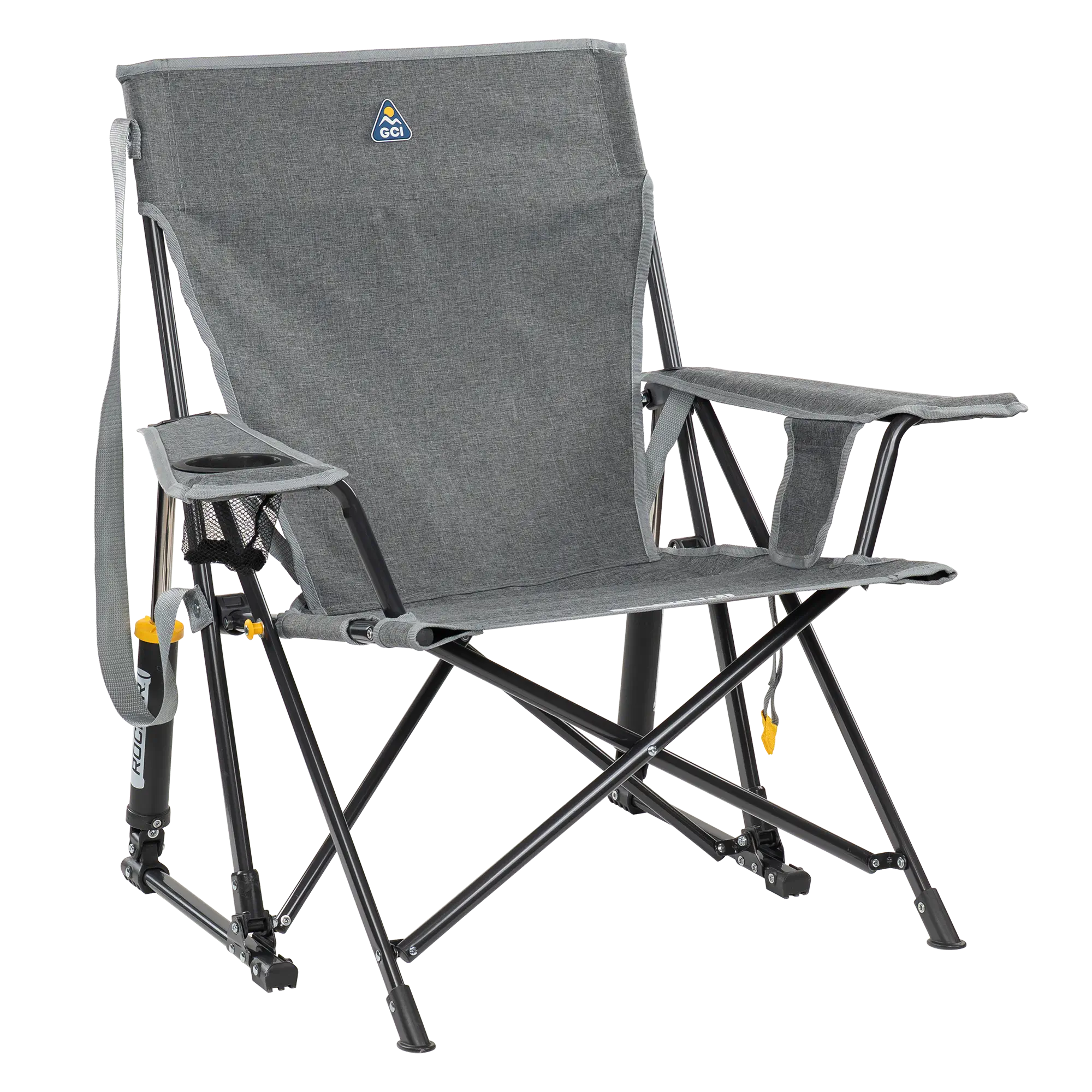 Premium All-Weather Kickback Rocker - Choice 345 - Freestyle Rocker Portable Outdoor Folding Chair - Heathered Pewter