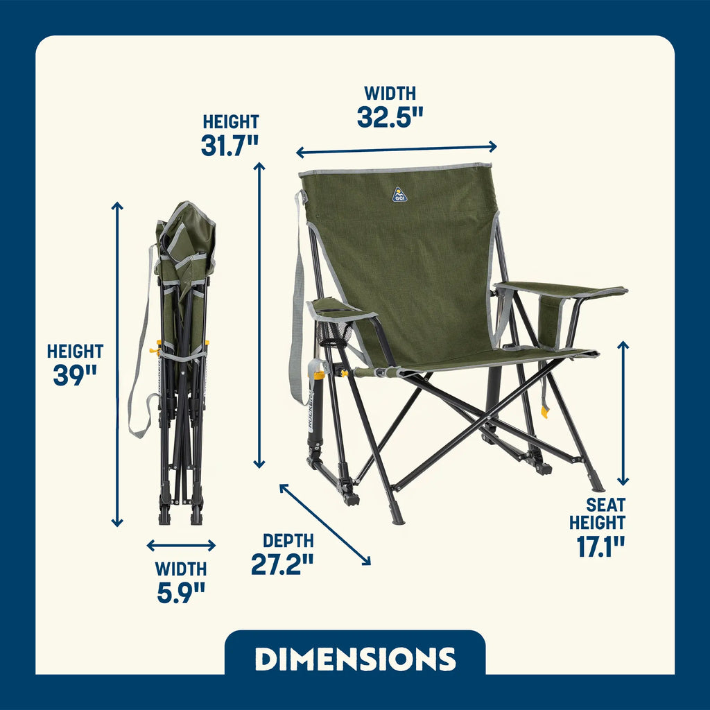 Premium All-Weather Kickback Rocker - Choice 345 - Freestyle Rocker Portable Outdoor Folding Chair Detail