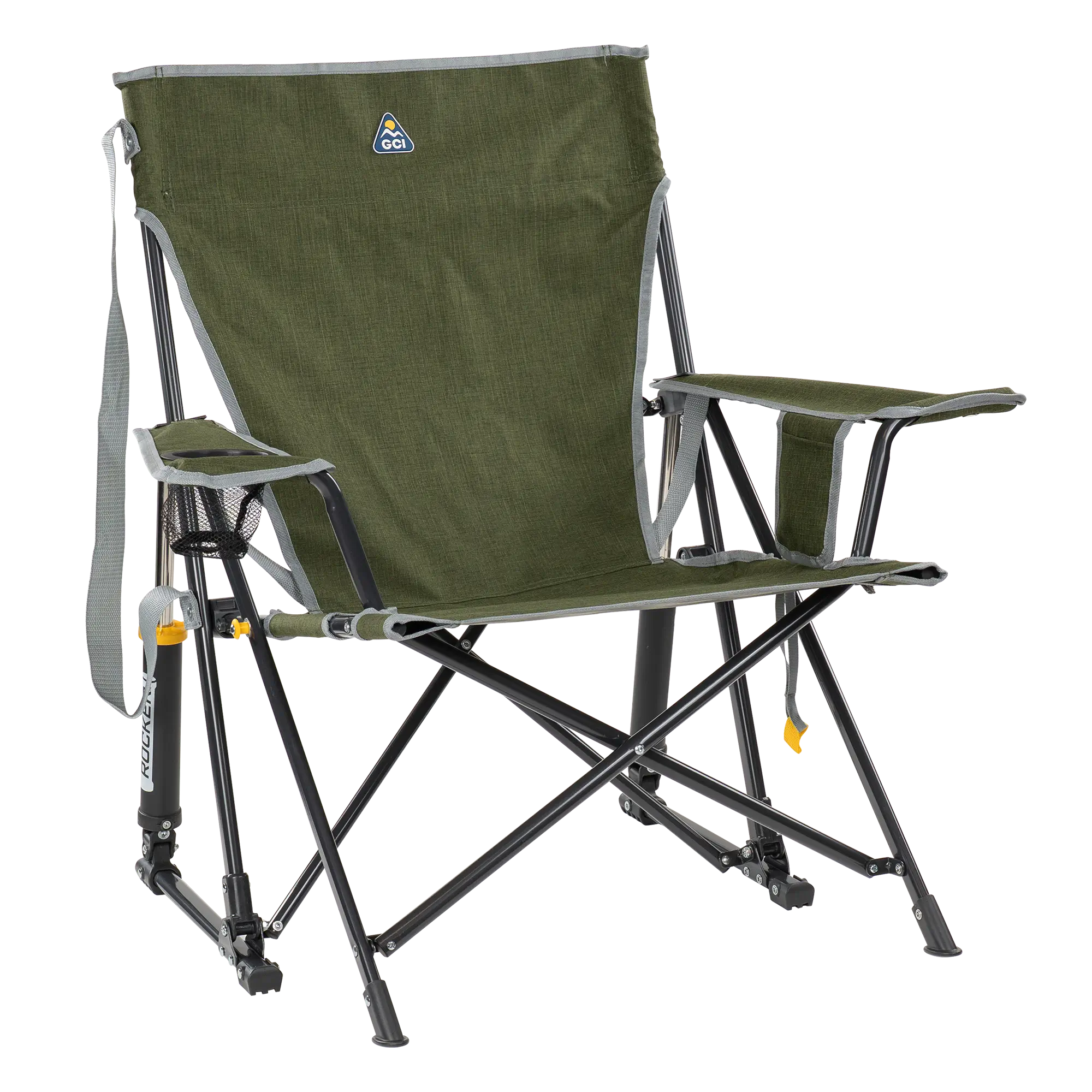 Premium All-Weather Kickback Rocker - Choice 345 - Freestyle Rocker Portable Outdoor Folding Chair - Heathered Loden