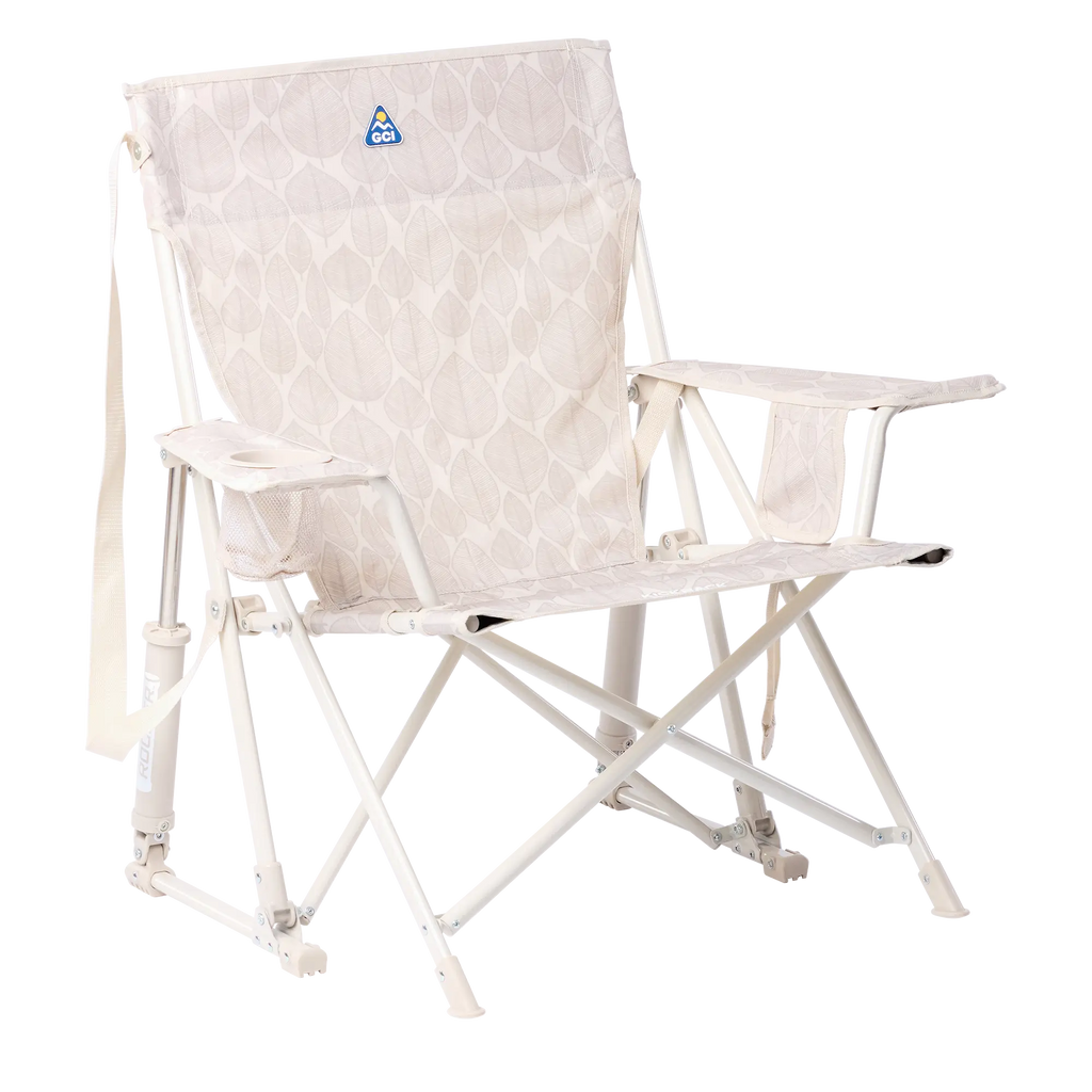 Premium All-Weather Kickback Rocker - Choice 345 - Freestyle Rocker Portable Outdoor Folding Chair - Soft Neutral Leaf
