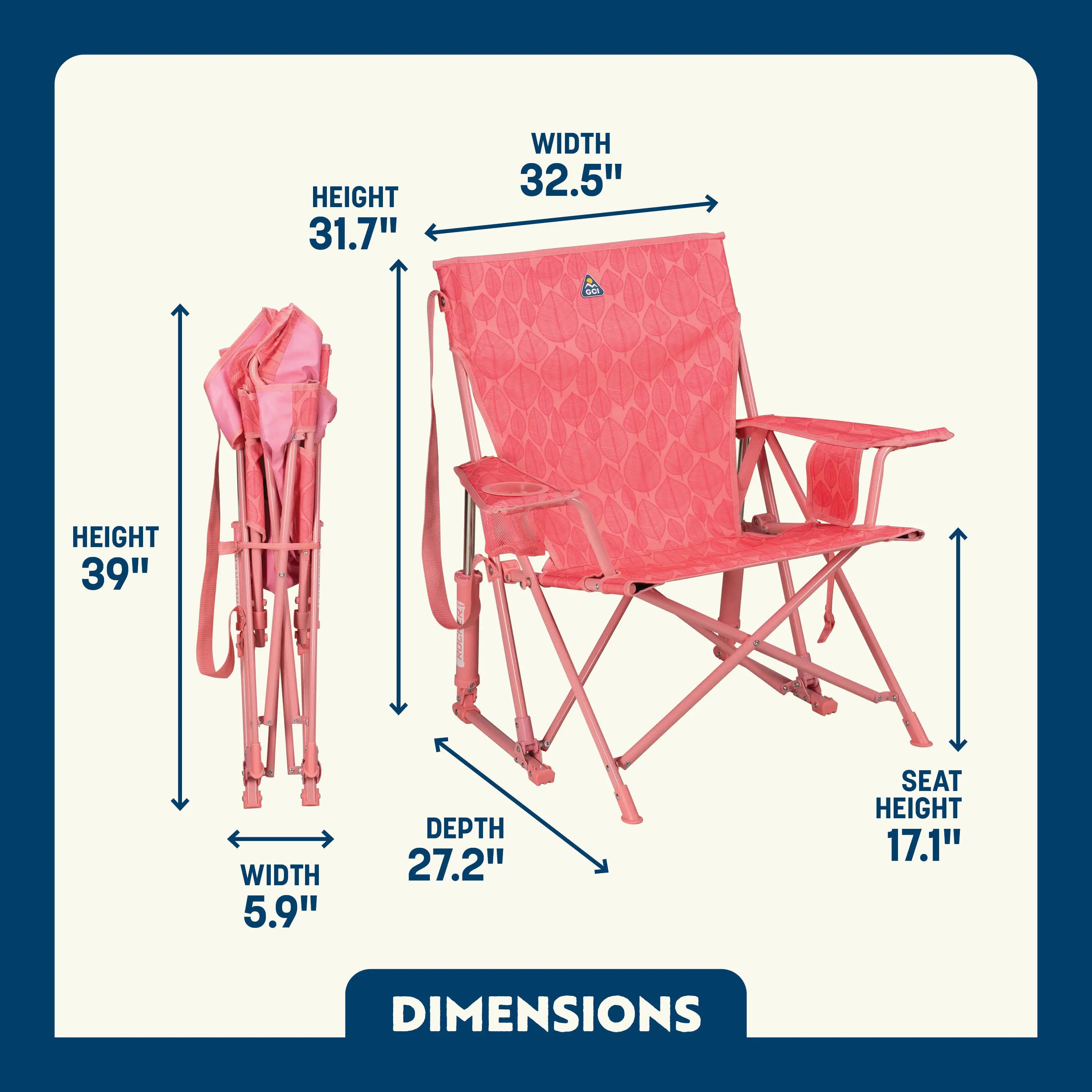 Premium All-Weather Kickback Rocker - Choice 345 - Freestyle Rocker Portable Outdoor Folding Chair Detail