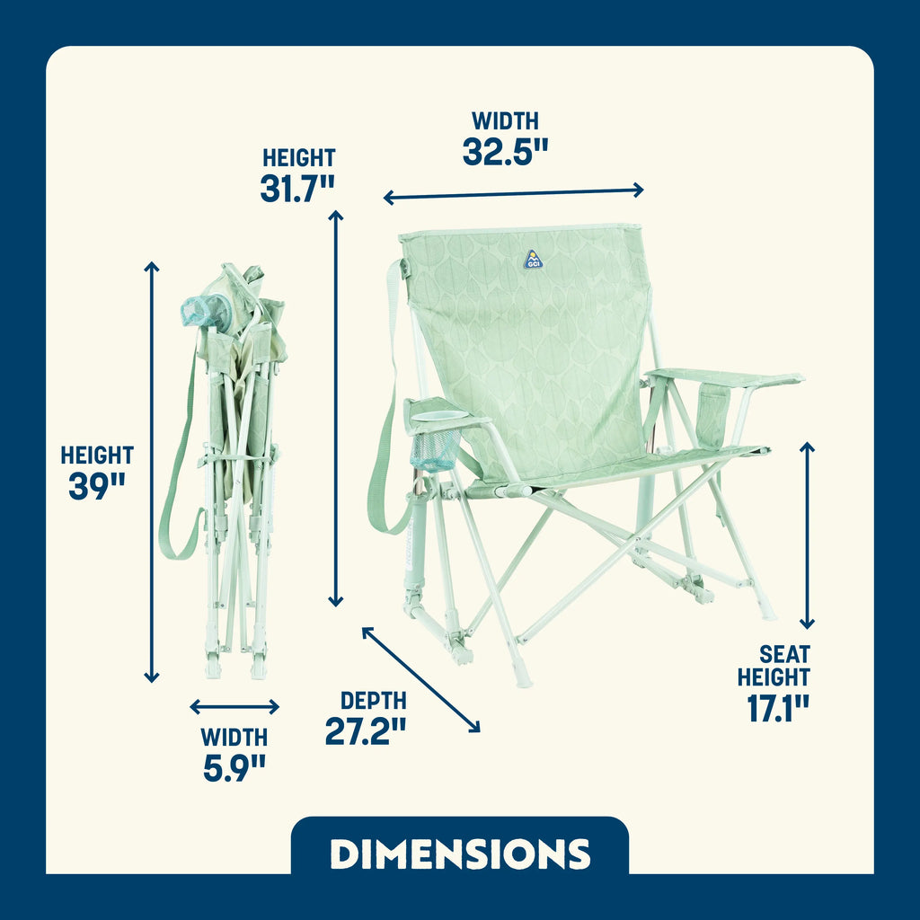 Premium All-Weather Kickback Rocker - Choice 345 - Freestyle Rocker Portable Outdoor Folding Chair Detail