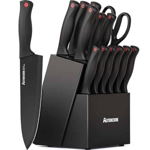 Classic Knife Set, Astercook 15 Pieces Knife Sets for Kitchen Collection