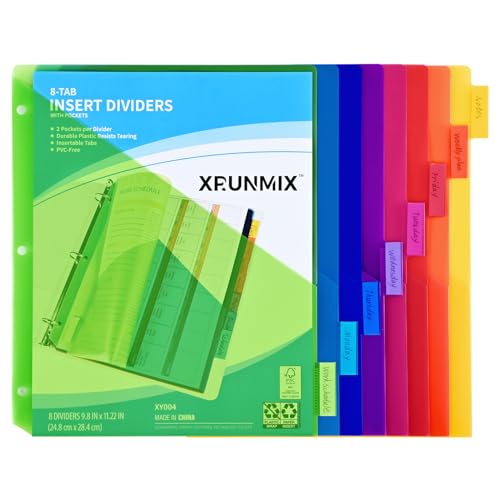 Classic 8-Tab Binder Dividers - Index Pockets Divider for Kit