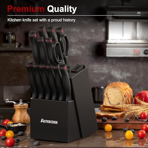 Classic Knife Set, Astercook 15 Pieces Knife Sets for Kitchen Collection