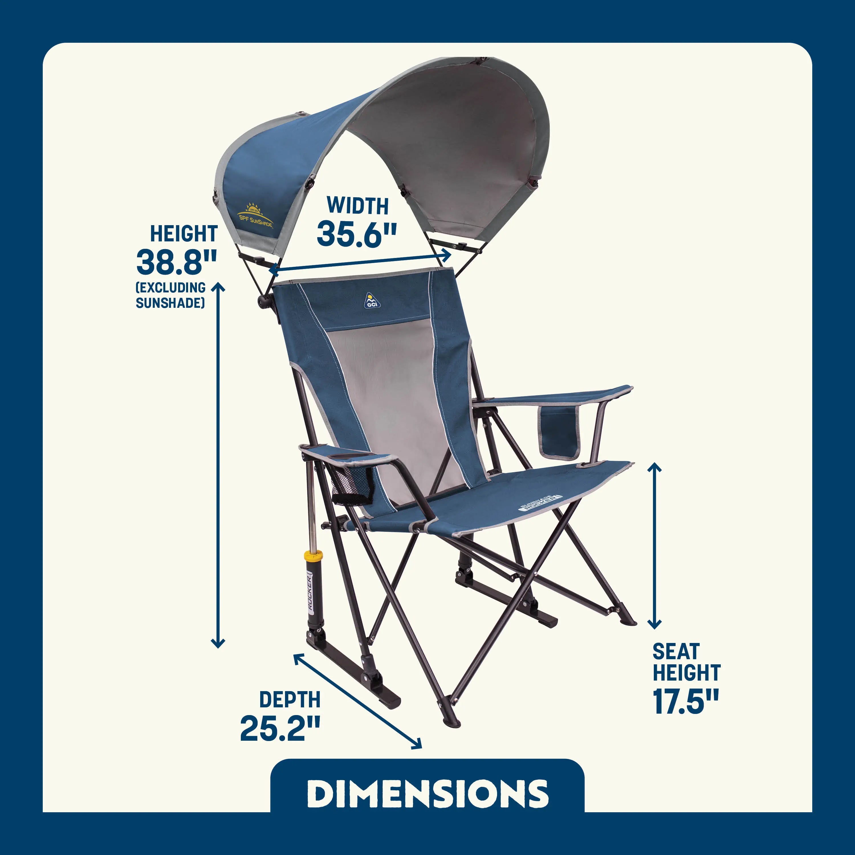 Patented Spring-Action SunShade Rocker - Choice 550 - Heavy-Duty Kickback Rocker with Beverage Holder Detail
