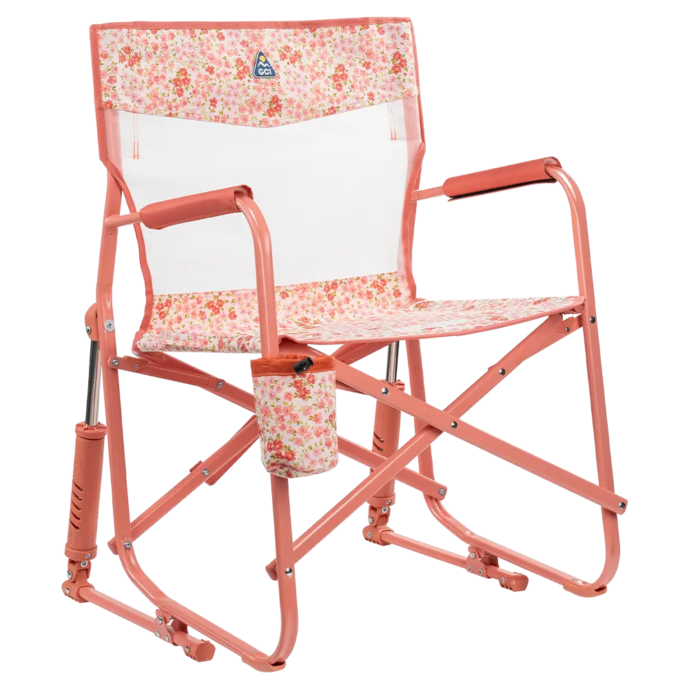 Heavy-Duty Freestyle Freestyle Rocker Elite - Choice 460 - Patented Spring-Action Rocking Chair for Camping - Pink Sundress