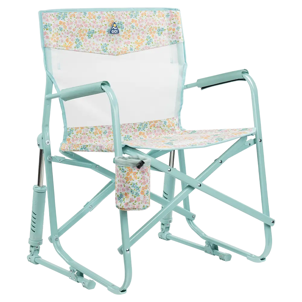 Heavy-Duty Freestyle Freestyle Rocker Elite - Choice 460 - Patented Spring-Action Rocking Chair for Camping - Teal Sundress