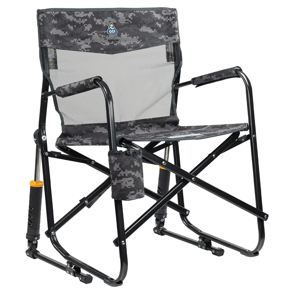 Heavy-Duty Freestyle Freestyle Rocker Elite - Choice 460 - Patented Spring-Action Rocking Chair for Camping - Cool Gray Camo