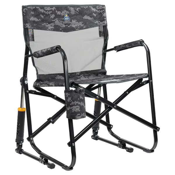 Heavy-Duty Freestyle Freestyle Rocker Elite - Choice 460 - Patented Spring-Action Rocking Chair for Camping - Cool Gray Camo