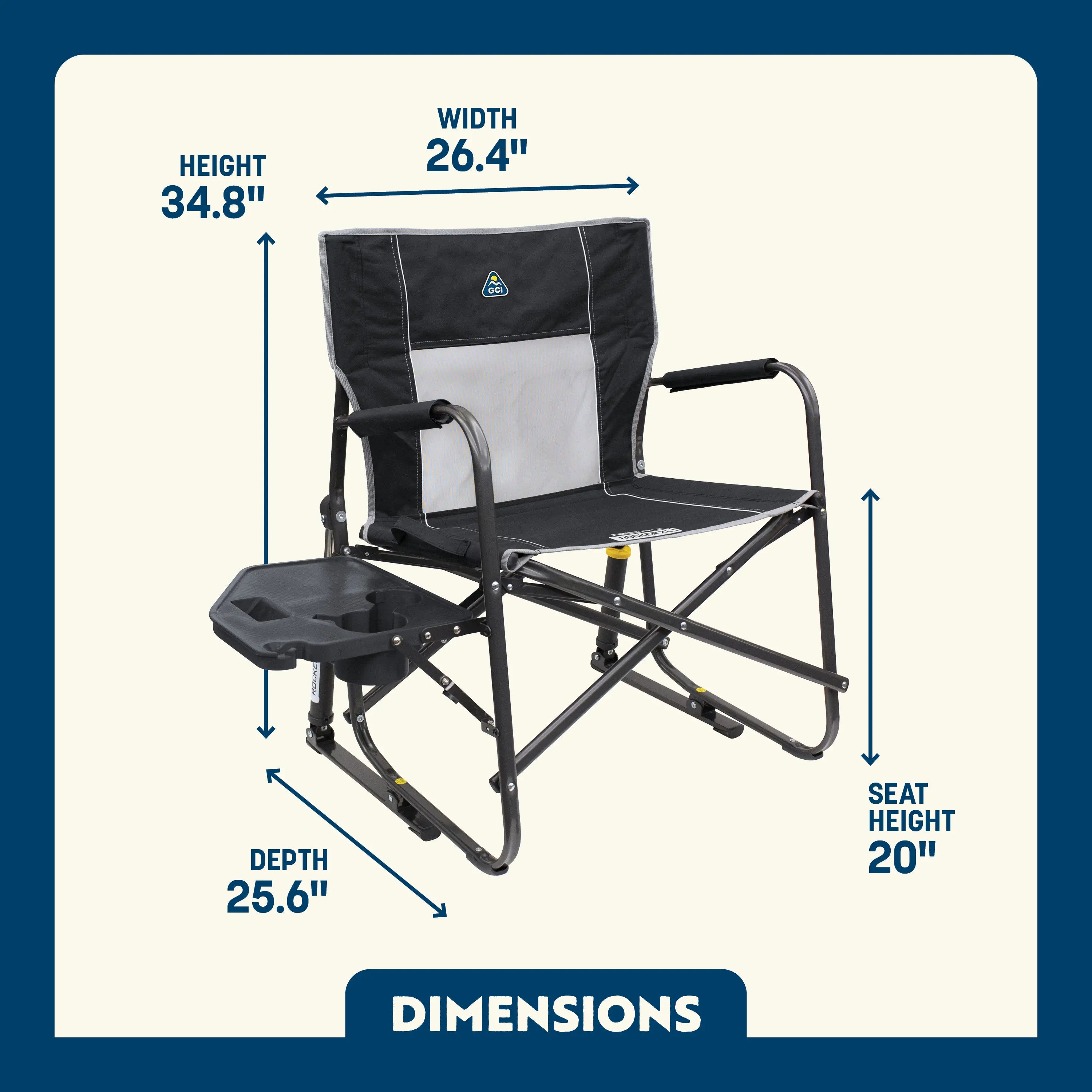 Luxury Camp Freestyle Rocker XL with Side Table - Choice 836 - Heavy-Duty Kickback Rocker with Beverage Holder Detail