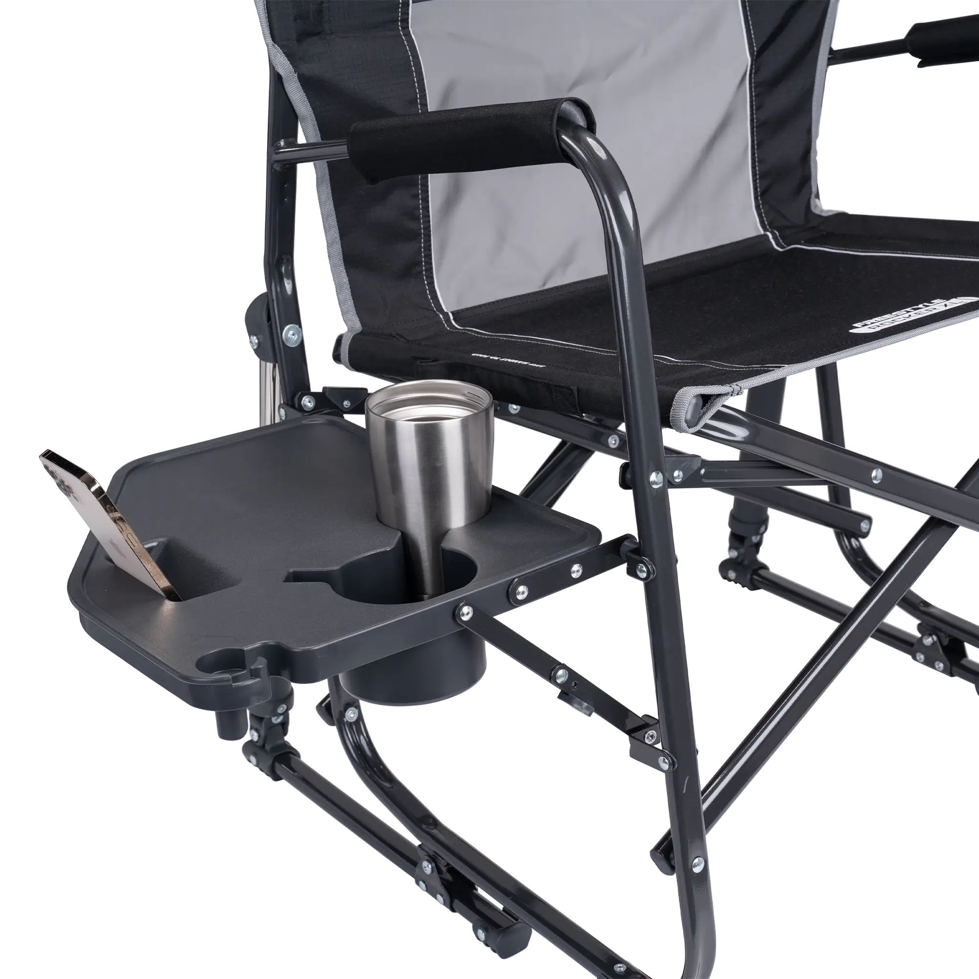 Luxury Camp Freestyle Rocker XL with Side Table - Choice 836 - Heavy-Duty Kickback Rocker with Beverage Holder Detail