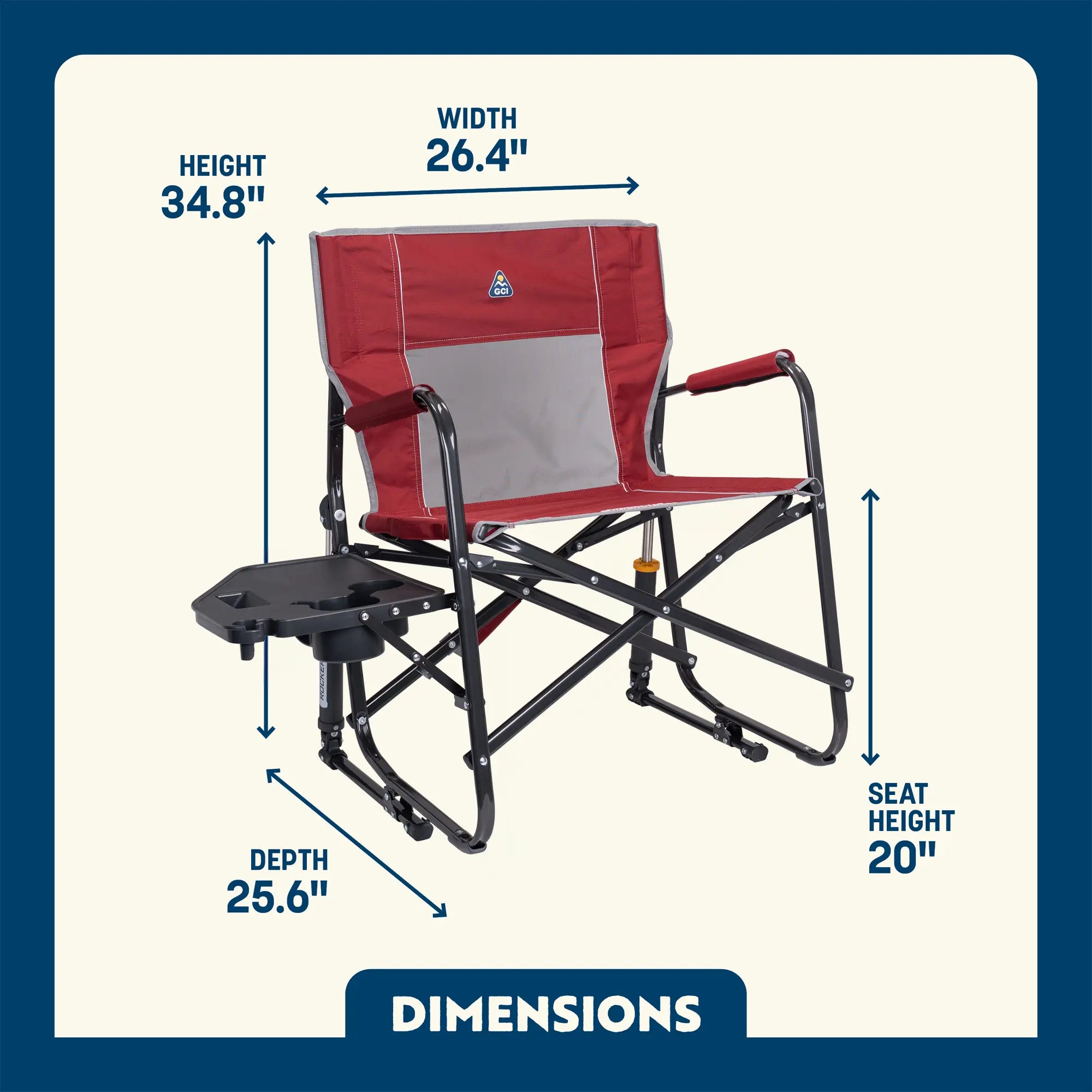 Luxury Camp Freestyle Rocker XL with Side Table - Choice 836 - Heavy-Duty Kickback Rocker with Beverage Holder Detail