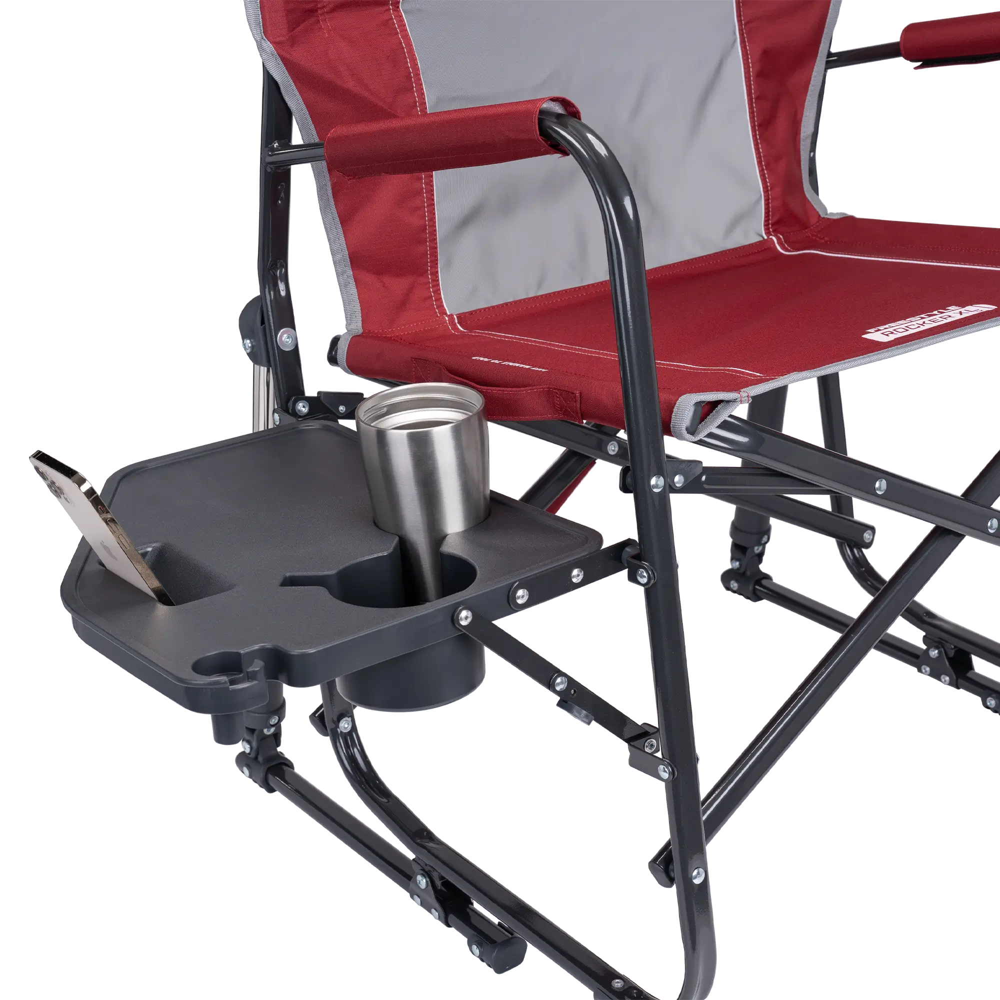 Luxury Camp Freestyle Rocker XL with Side Table - Choice 836 - Heavy-Duty Kickback Rocker with Beverage Holder Detail