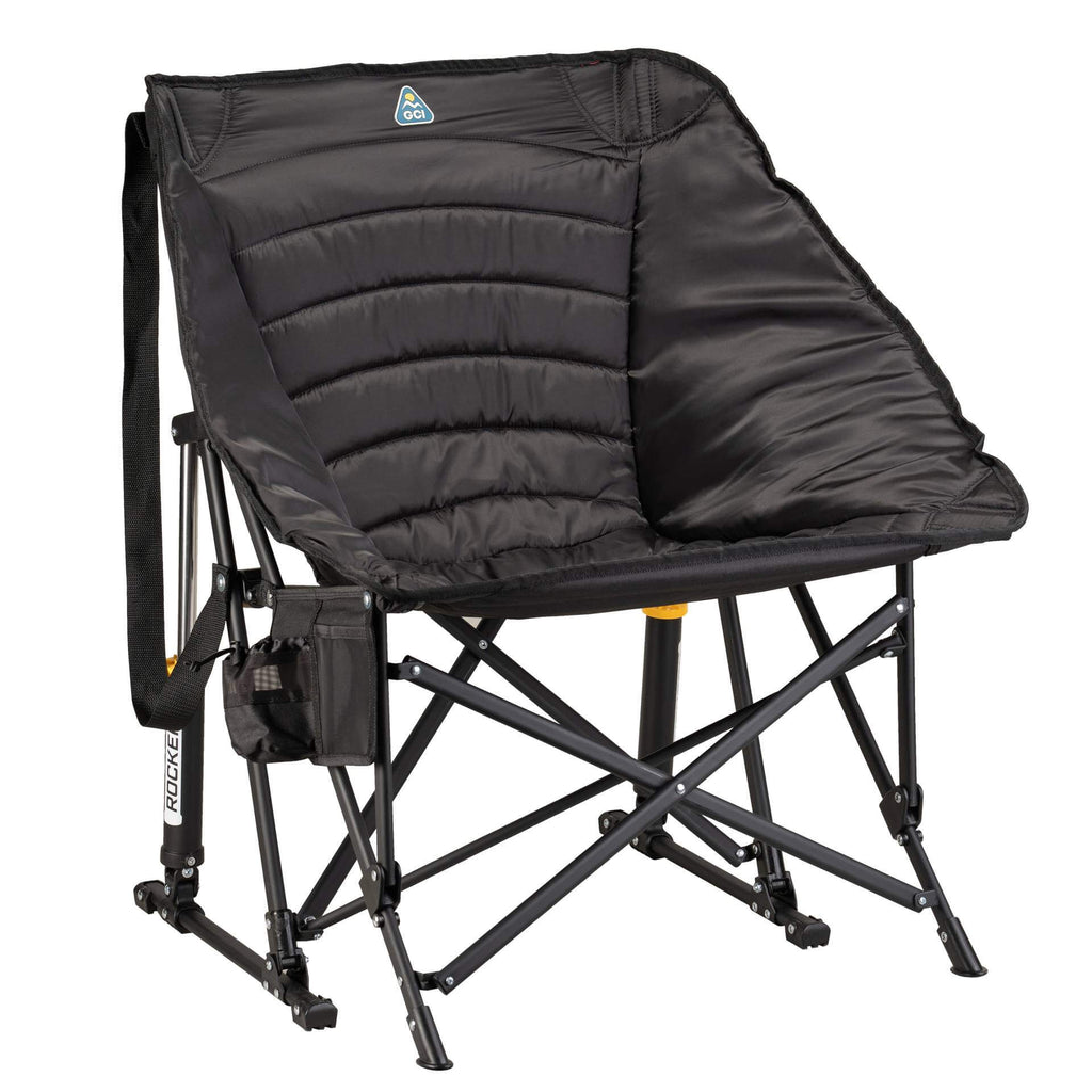 Heavy-Duty Freestyle Puff Rocker - Choice 731 - Patented Spring-Action Rocking Chair for Camping - Black