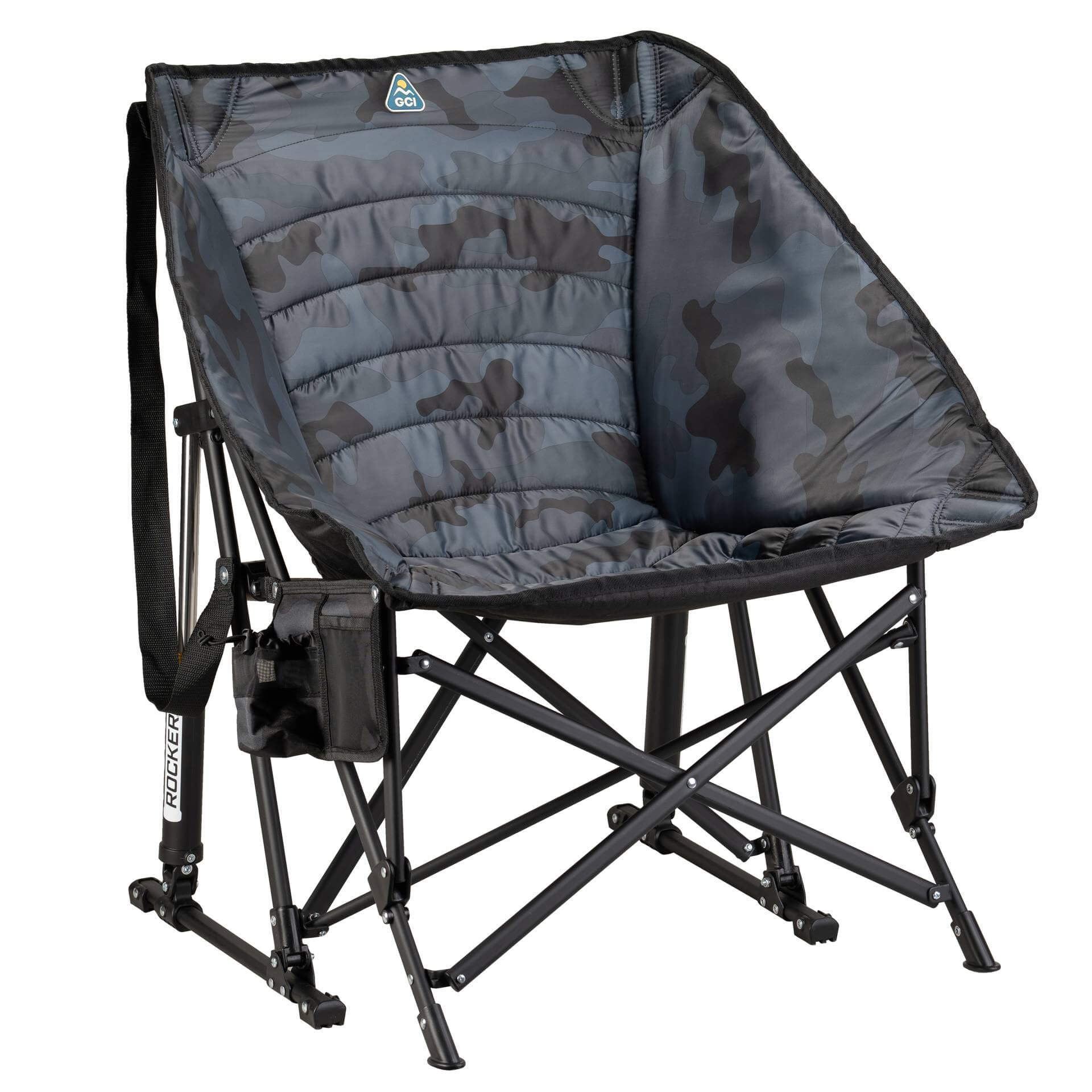 Heavy-Duty Freestyle Puff Rocker - Choice 731 - Patented Spring-Action Rocking Chair for Camping - Stealth Camo