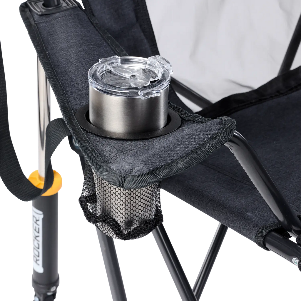 Luxury Camp Comfort Pro Rocker XL - Choice 107 - Heavy-Duty Kickback Rocker with Beverage Holder Detail