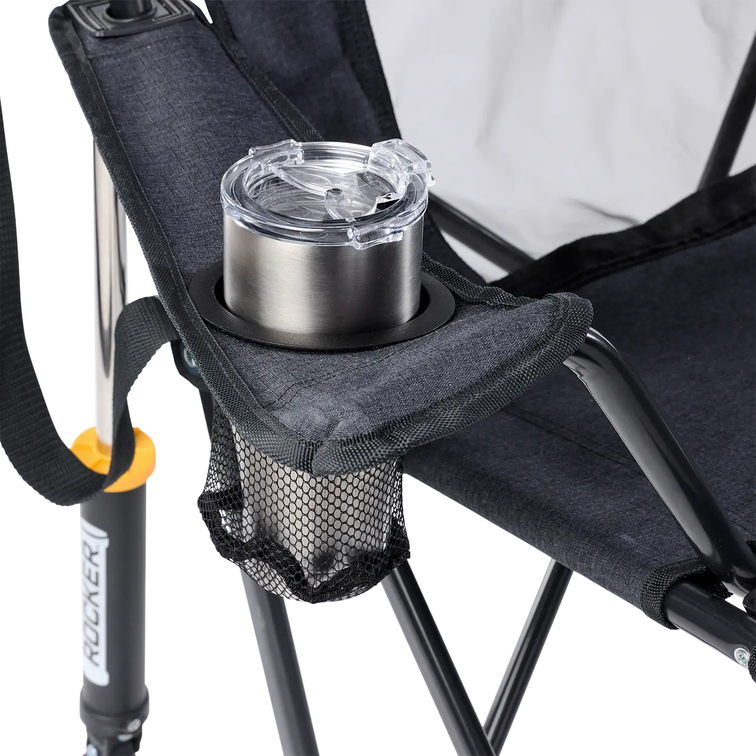 Luxury Camp Comfort Pro Rocker XL - Choice 107 - Heavy-Duty Kickback Rocker with Beverage Holder Detail