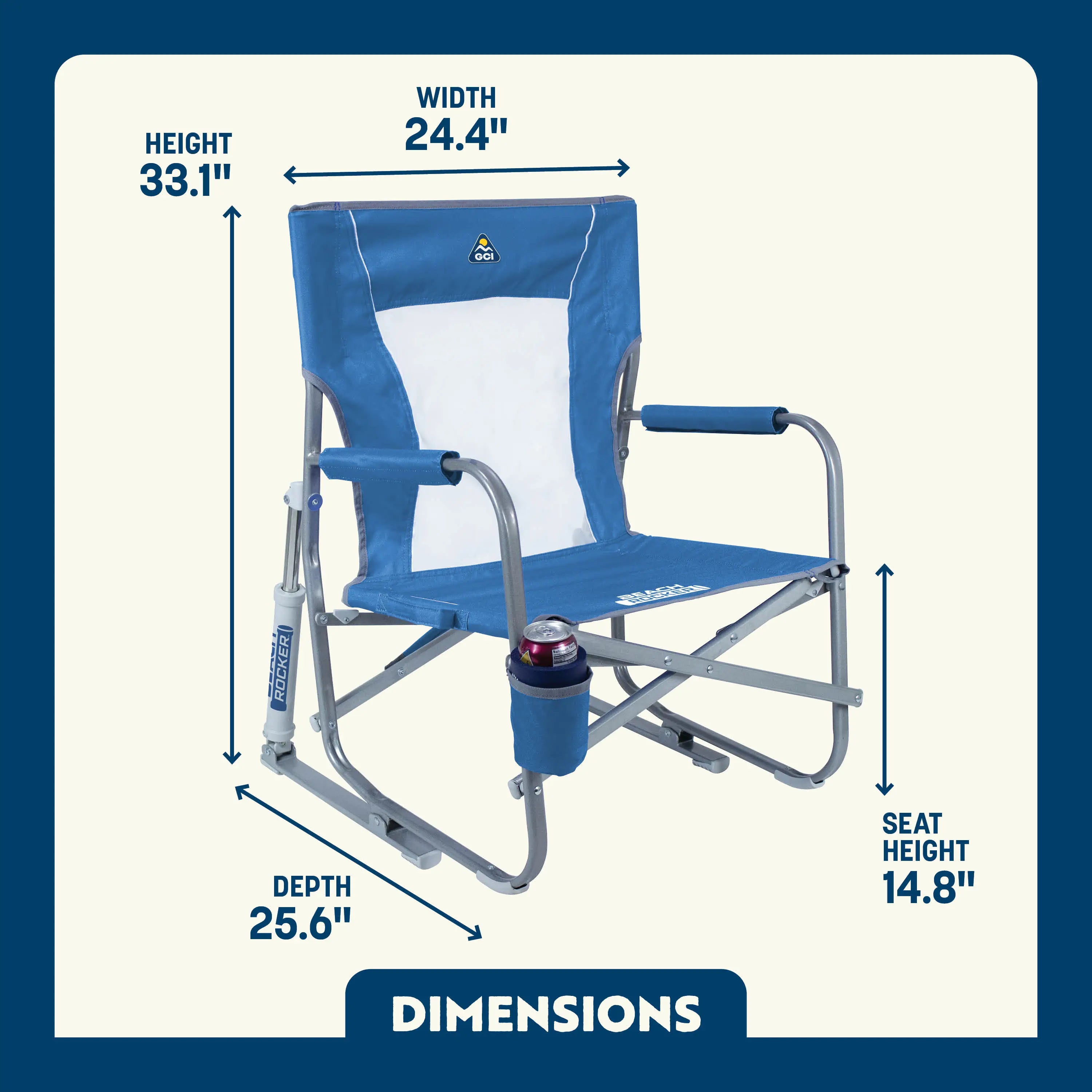 Luxury Camp Beach Rocker Bundle - Choice 773 - Freestyle Rocker Portable Outdoor Folding Chair Detail