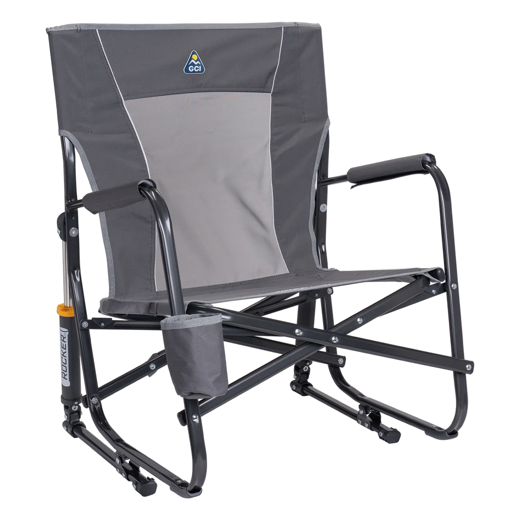 Patented Spring-Action FirePit Rocker - Choice 737 - RoadTrip Rocker Smooth Motion Camp Chair - Pewter