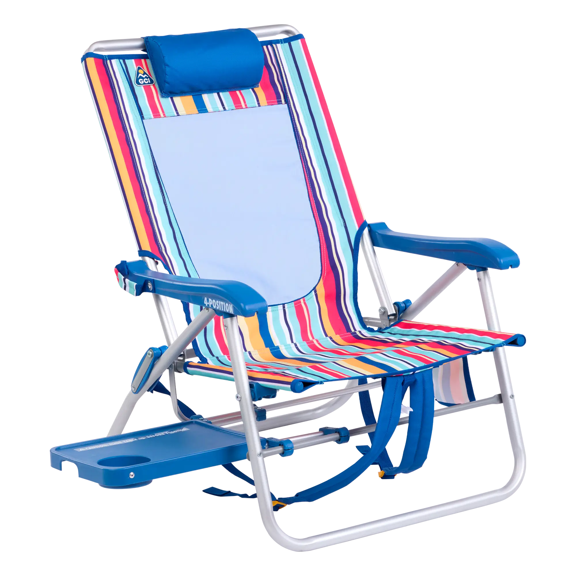 Rust-Resistant Aluminum Big Surf with Slide Table - Choice 334 - Rust-Resistant Aluminum Sand-Friendly Lounge Chair - Multi Stripe
