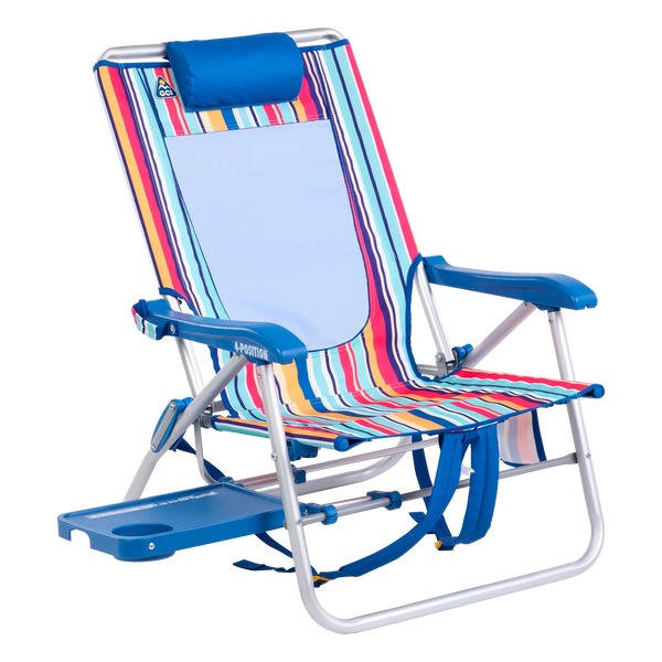 Rust-Resistant Aluminum Big Surf with Slide Table - Choice 334 - Rust-Resistant Aluminum Sand-Friendly Lounge Chair - Multi Stripe