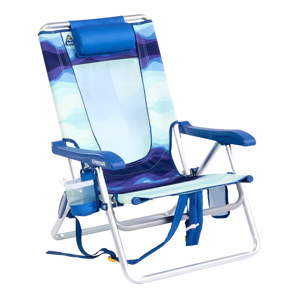 Sand-Friendly Backpack Beach Chair - Choice 709 - Rust-Resistant Aluminum Sand-Friendly Lounge Chair - Wave