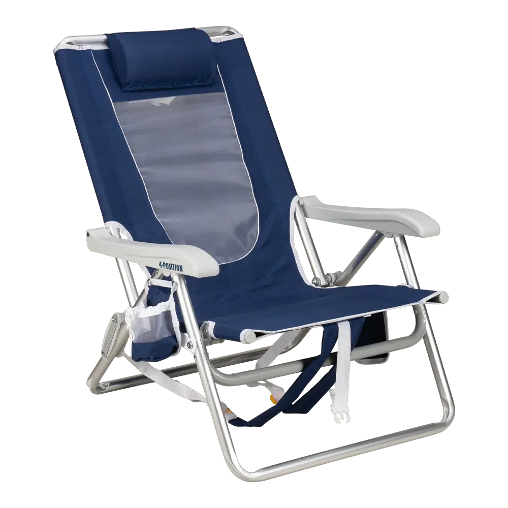 Sand-Friendly Backpack Beach Chair - Choice 709 - Rust-Resistant Aluminum Sand-Friendly Lounge Chair - Nautical Blue