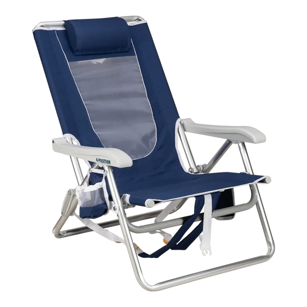Sand-Friendly Backpack Beach Chair - Choice 709 - Rust-Resistant Aluminum Sand-Friendly Lounge Chair - Nautical Blue