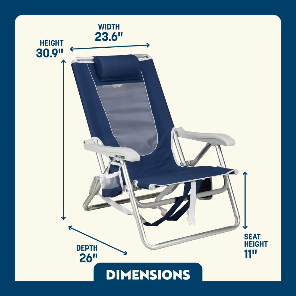 Sand-Friendly Backpack Beach Chair - Choice 709 - Rust-Resistant Aluminum Sand-Friendly Lounge Chair Detail