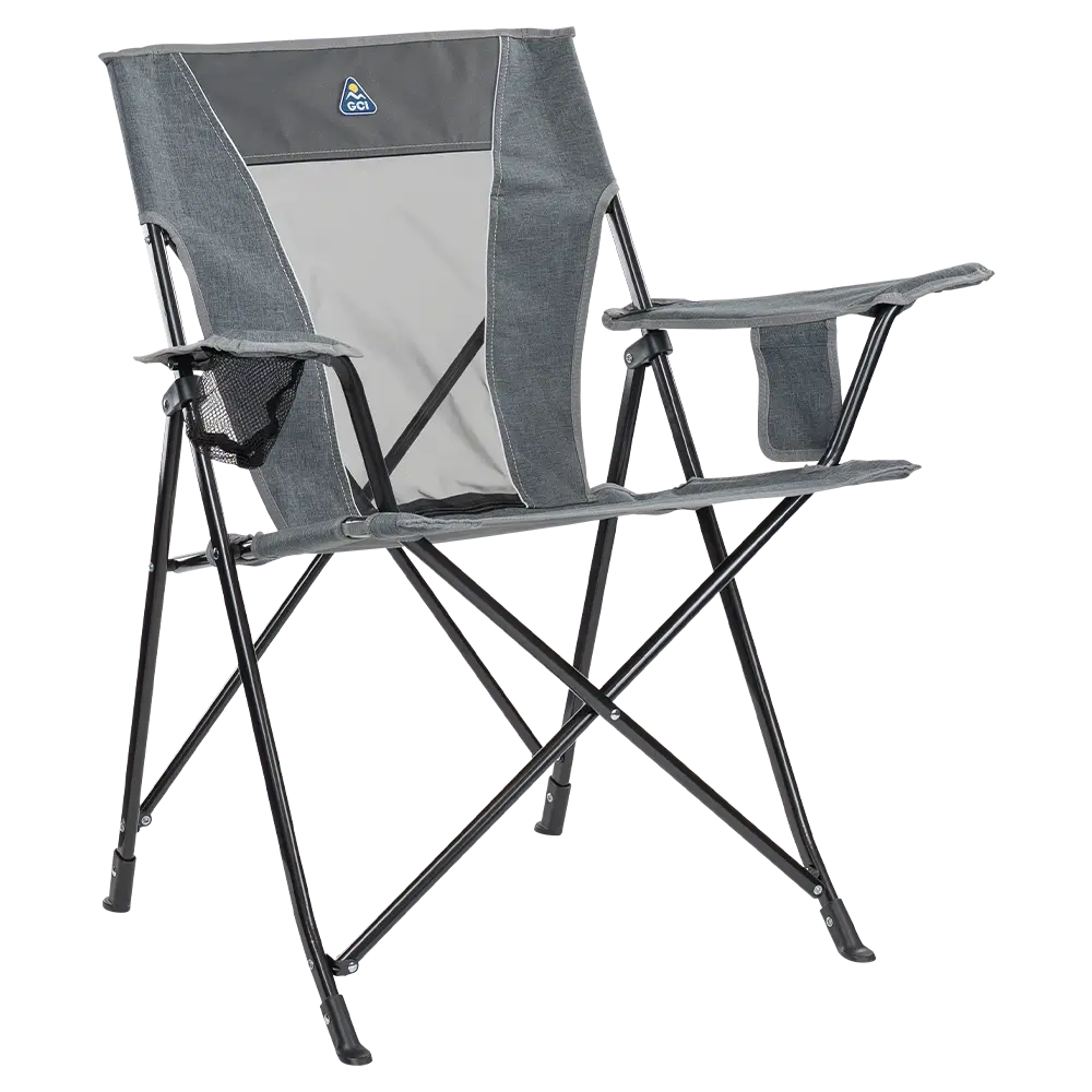 Telescoping Frame Comfort Quad Chair - Choice 989 - Space-Saving Micro-Folding Chair for Backpacking - Heathered Pewter