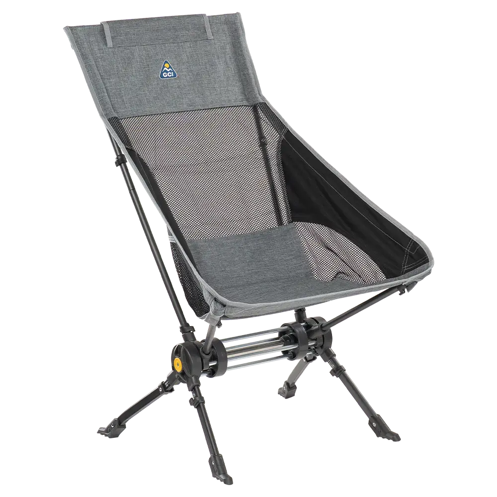Luxury Camp ComPack Rocker - Choice 980 - Freestyle Rocker Portable Outdoor Folding Chair - Heathered Pewter