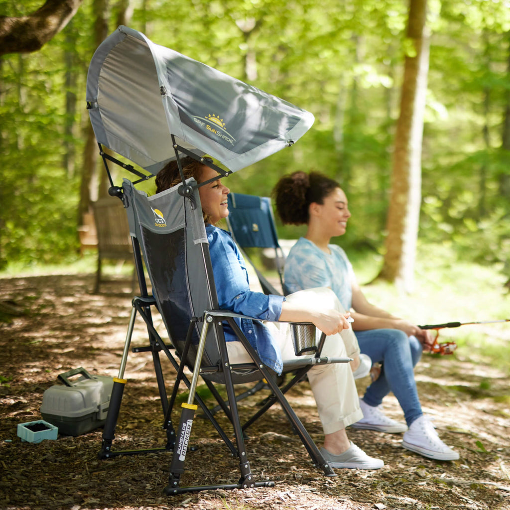 Patented Spring-Action SunShade Rocker - Choice 550 - Heavy-Duty Kickback Rocker with Beverage Holder Detail
