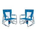 Luxury Camp Beach Rocker Bundle - Choice 773 - Freestyle Rocker Portable Outdoor Folding Chair - Saybrook Blue
