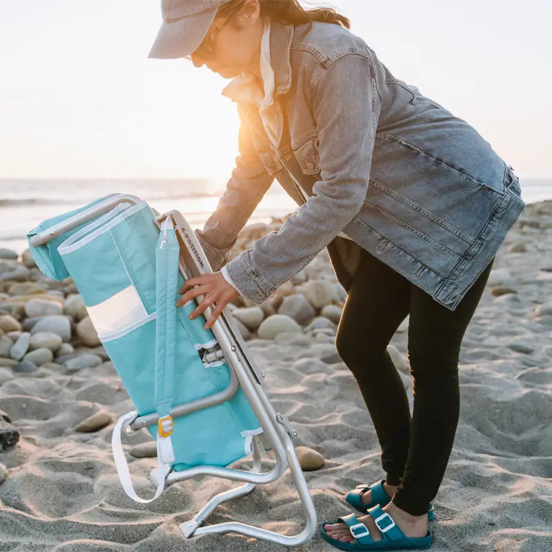 Rust-Resistant Aluminum Bi-Fold Beach Chair - Choice 601 - Portable Heavy-Duty Low Boy Chair for Ocean Side Detail