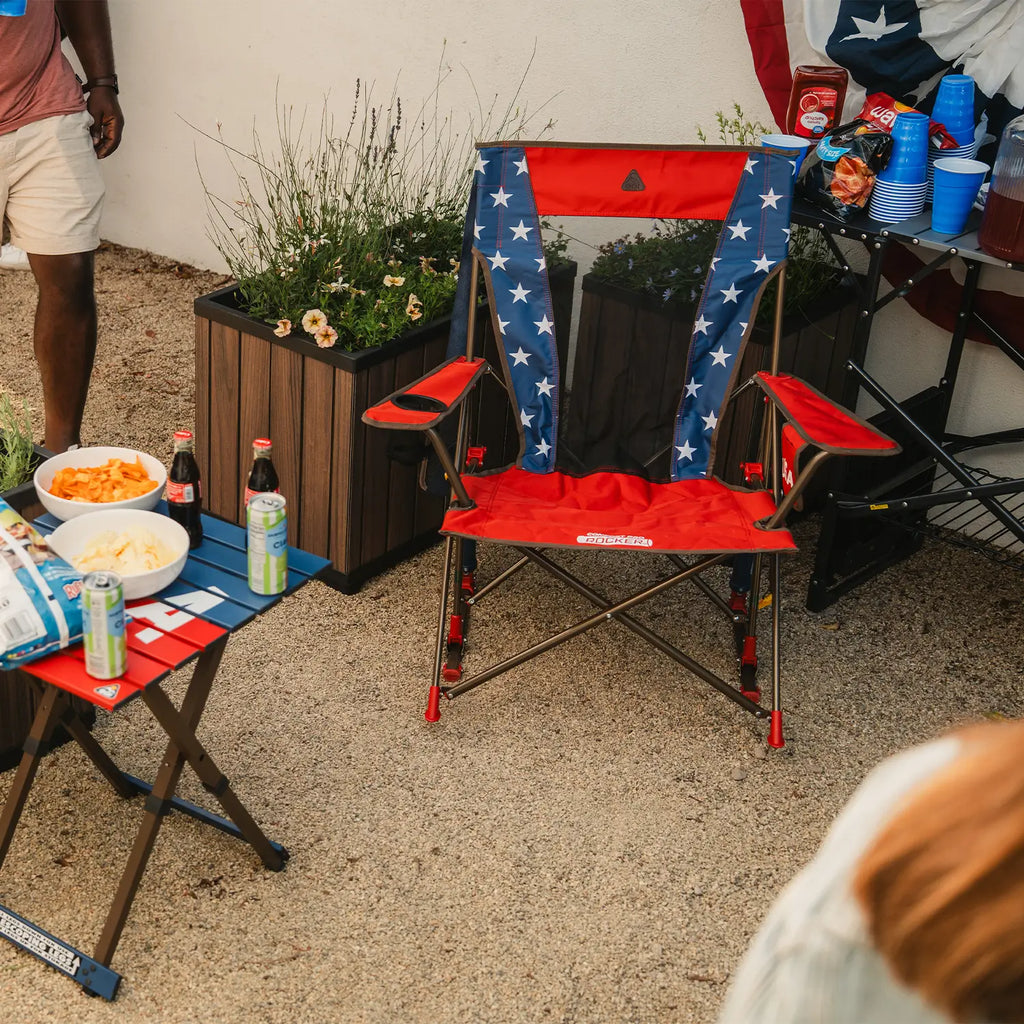 Premium All-Weather Comfort Pro Rocker - USA Anniversary Deluxe - Choice 424 - RoadTrip Rocker Smooth Motion Camp Chair Detail