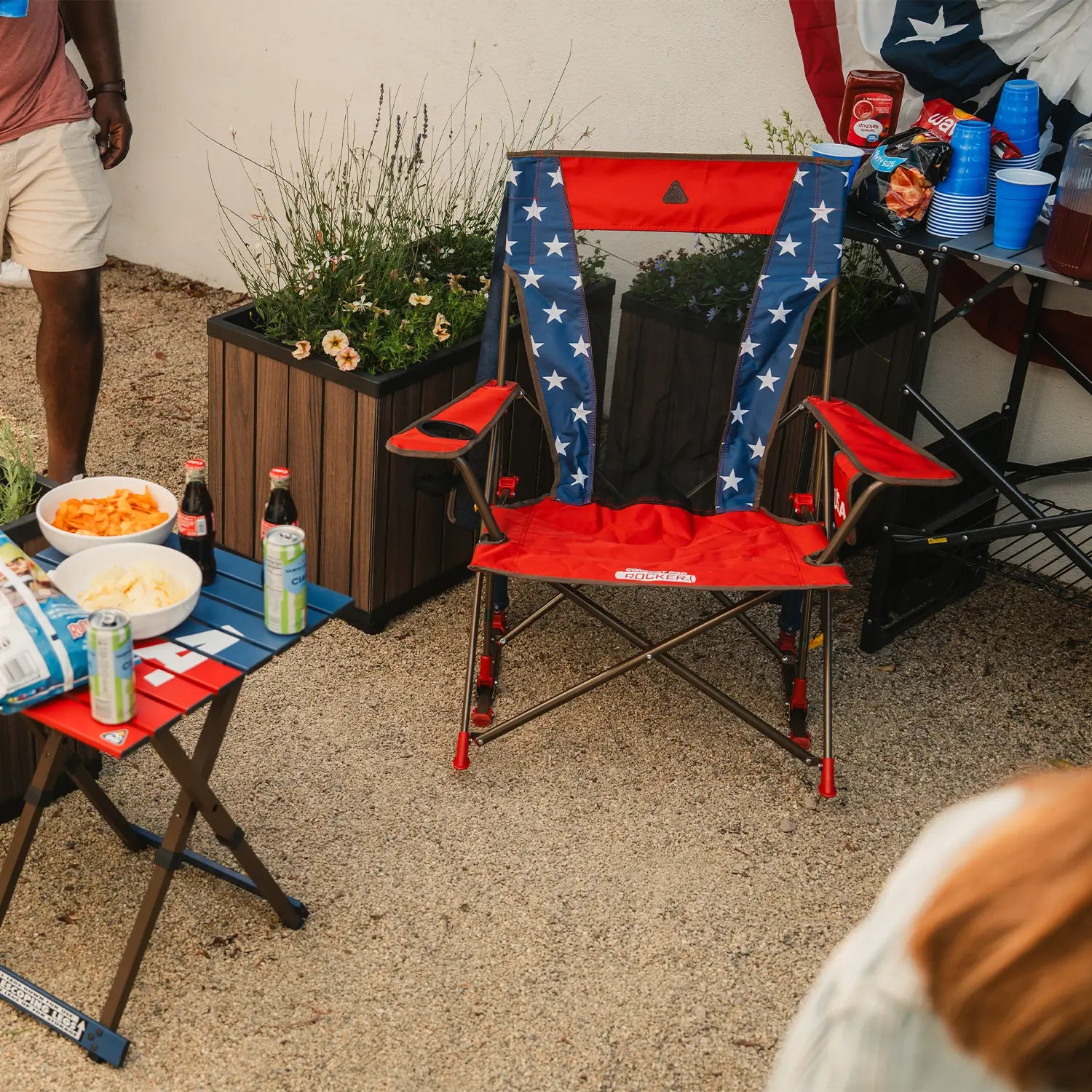 Premium All-Weather Comfort Pro Rocker - USA Anniversary Deluxe - Choice 424 - RoadTrip Rocker Smooth Motion Camp Chair Detail